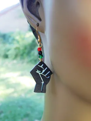 Fist Earrings Black RBG Pan African Jewelry Gift Ideas for Her Teen