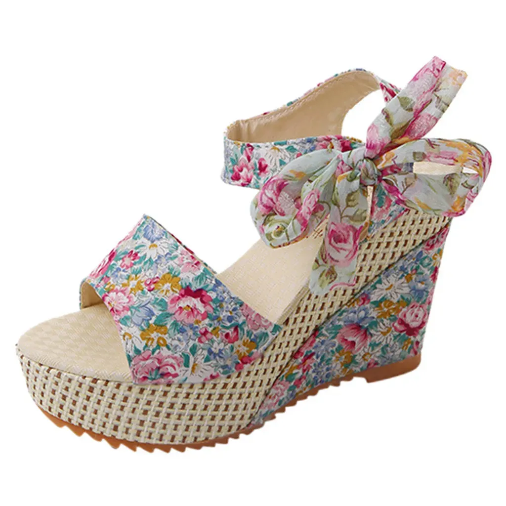 Floral Wedge Sandals | High Platform | Elegant & Comfortable