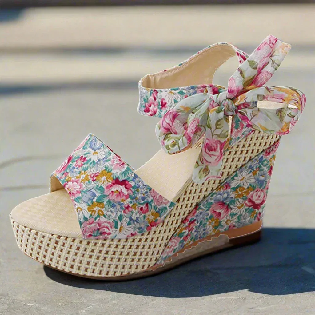 Floral Wedge Sandals | High Platform | Elegant & Comfortable