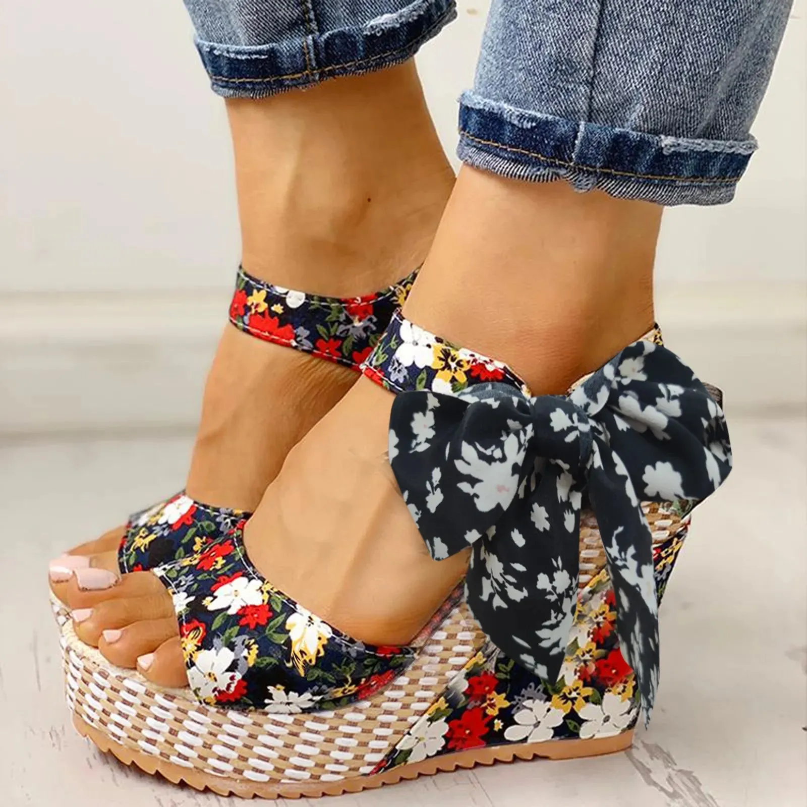 Floral Wedge Sandals | High Platform | Elegant & Comfortable