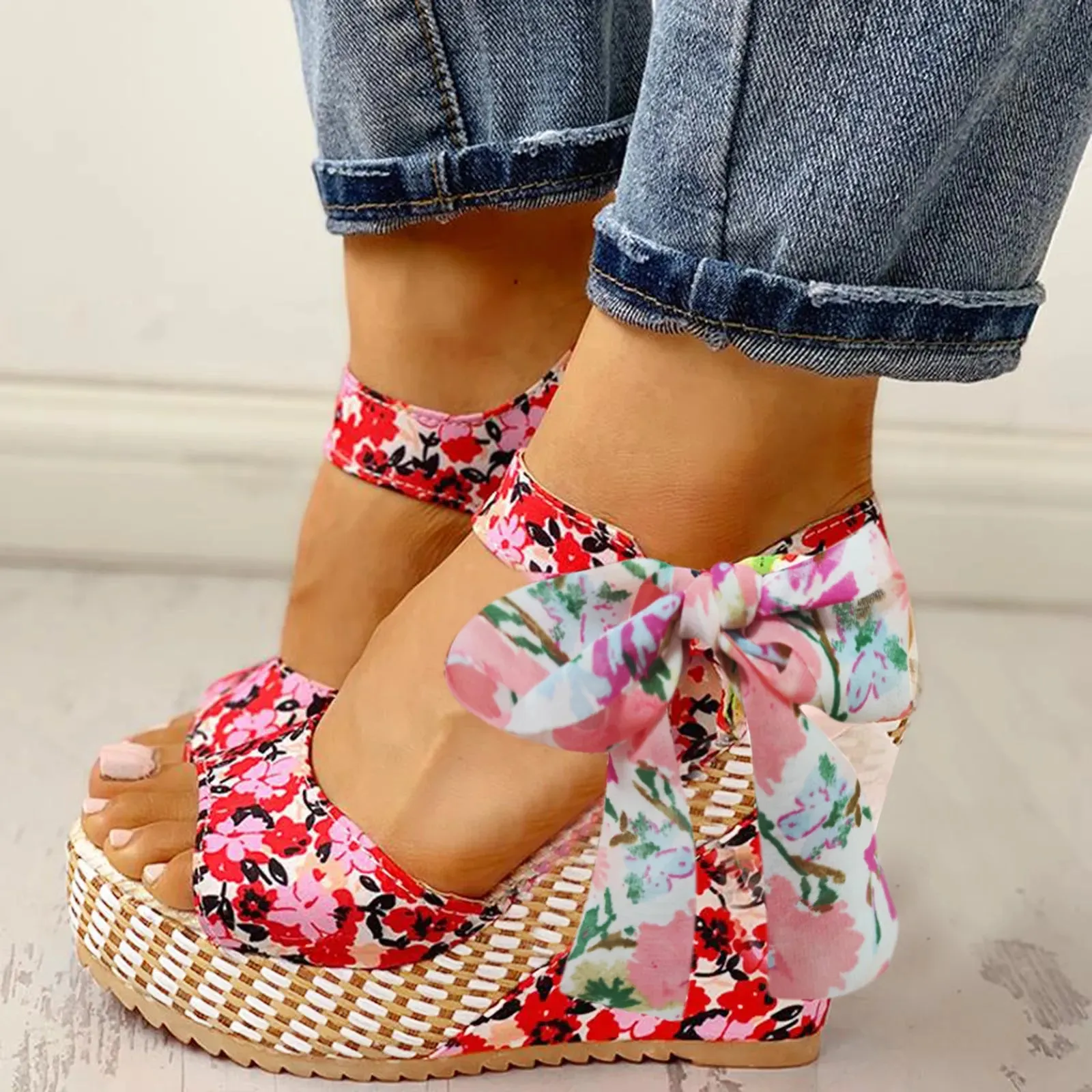 Floral Wedge Sandals | High Platform | Elegant & Comfortable