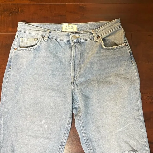 FREE PEOPLE We The Free Denim Ankle Crop Raw Chewed Hem Size 29 Button Fly
