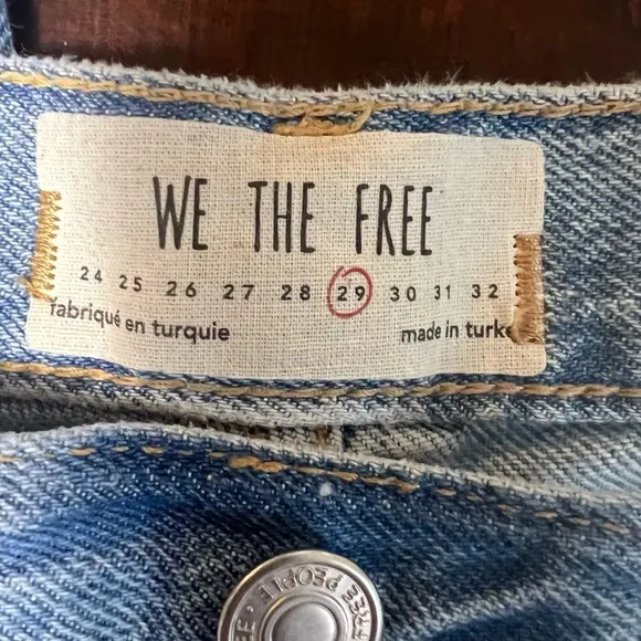 FREE PEOPLE We The Free Denim Ankle Crop Raw Chewed Hem Size 29 Button Fly