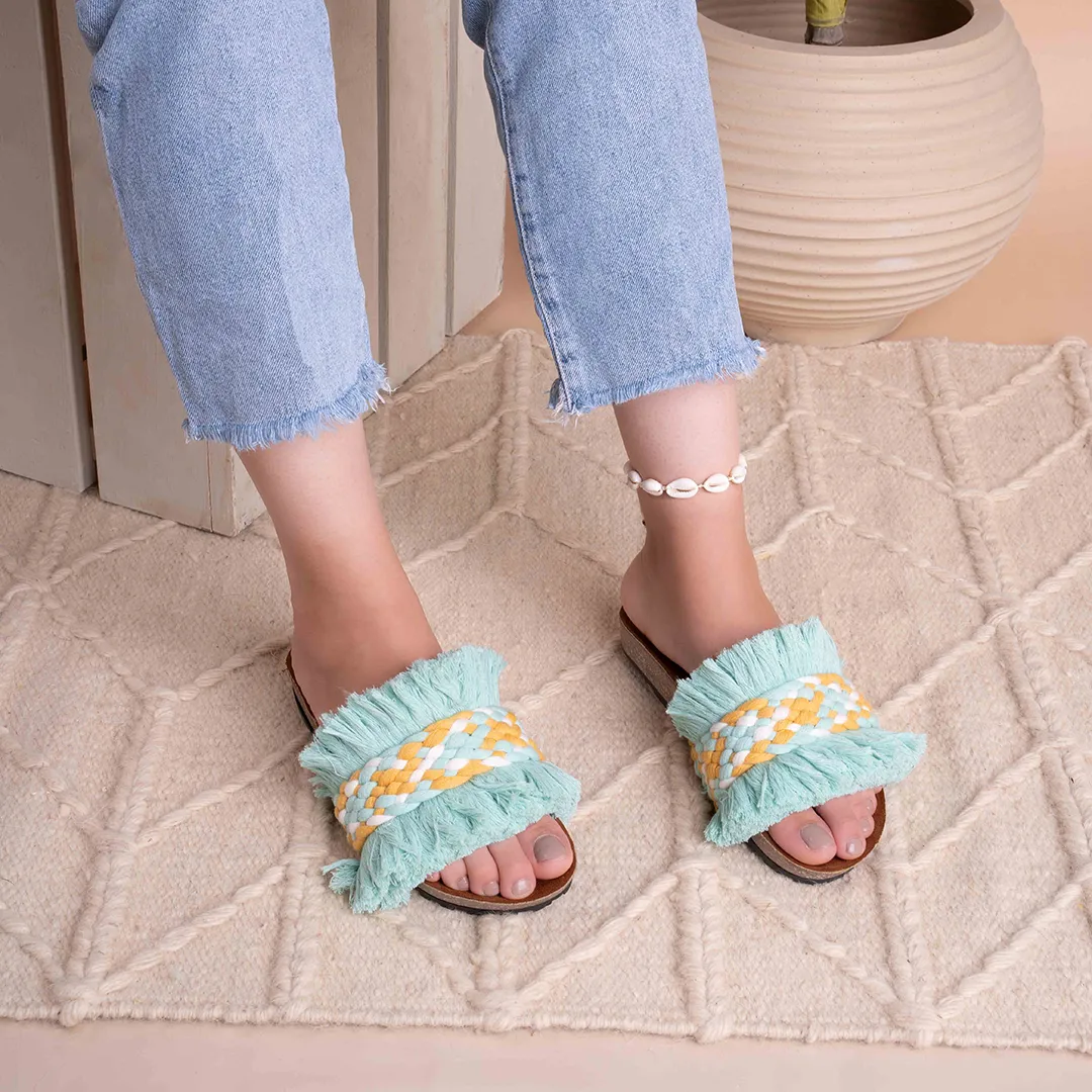 Frime | Fringe Macrame Slides - Green