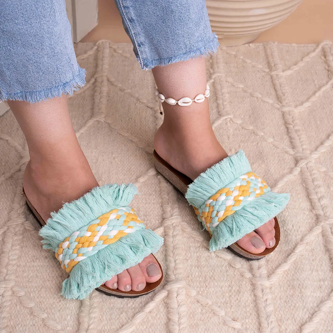 Frime | Fringe Macrame Slides - Green