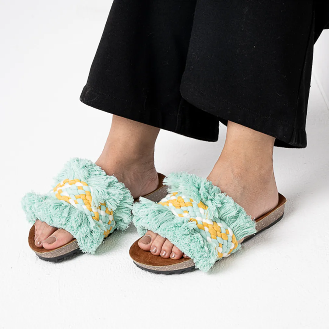 Frime | Fringe Macrame Slides - Green