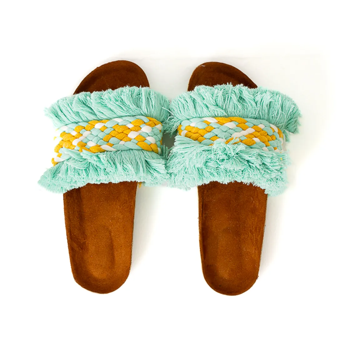 Frime | Fringe Macrame Slides - Green