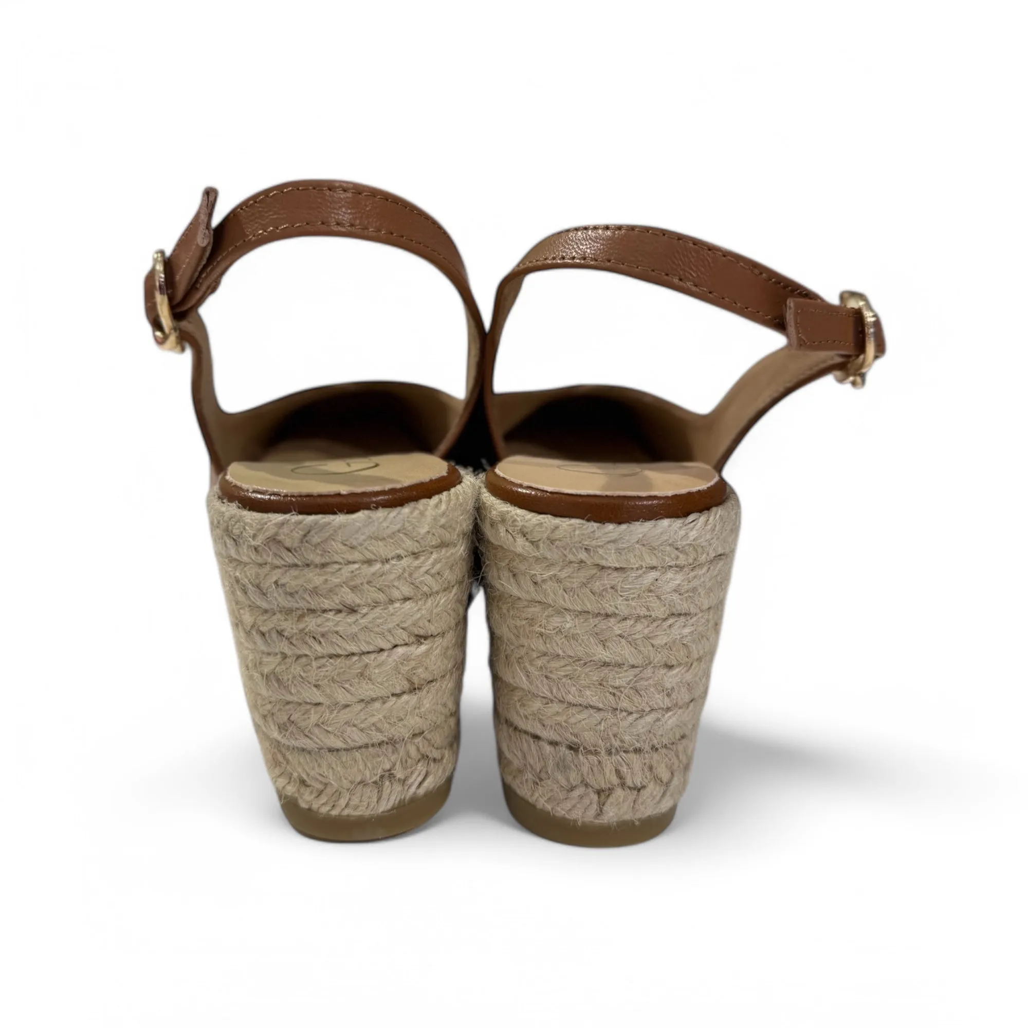 Gaimo Tarsi Slingback Leather Espadrille Wedges in Tan