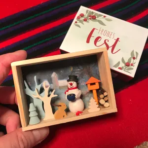 German Matchbox Scene: Snowman