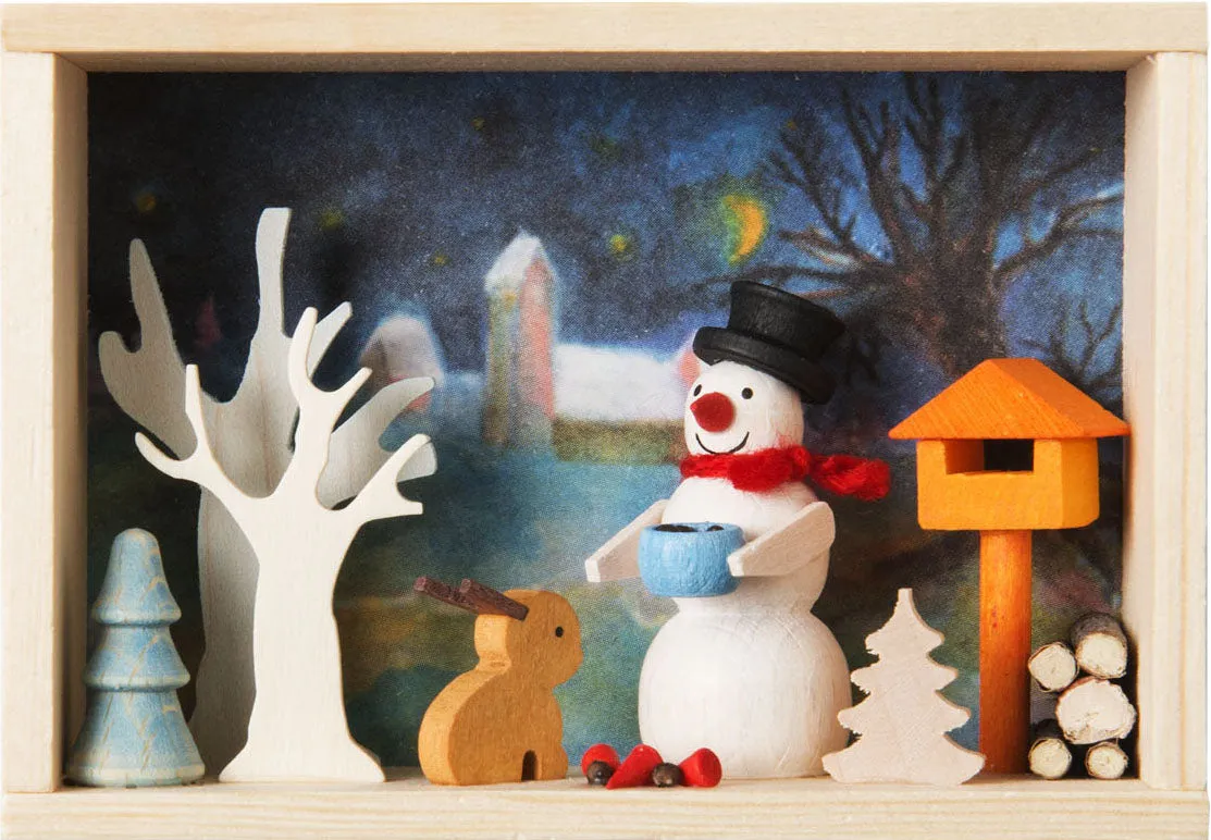 German Matchbox Scene: Snowman