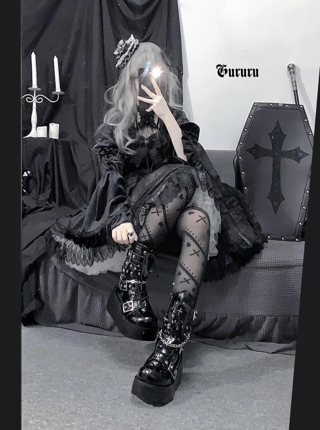 GIGIFOX Platform Gothic Ankle Combat Boots: Rivet Chain Wedges, Buckle, and Zip Closure