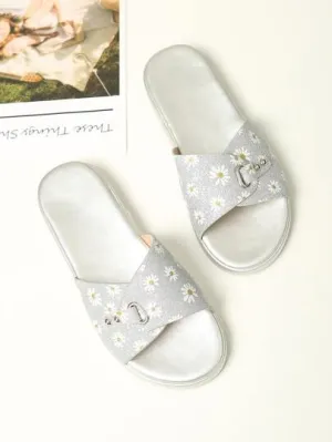 Girls Daisy Glitter Slides- FDs
