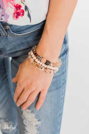 Give Me Faith Bracelet Set- Pink