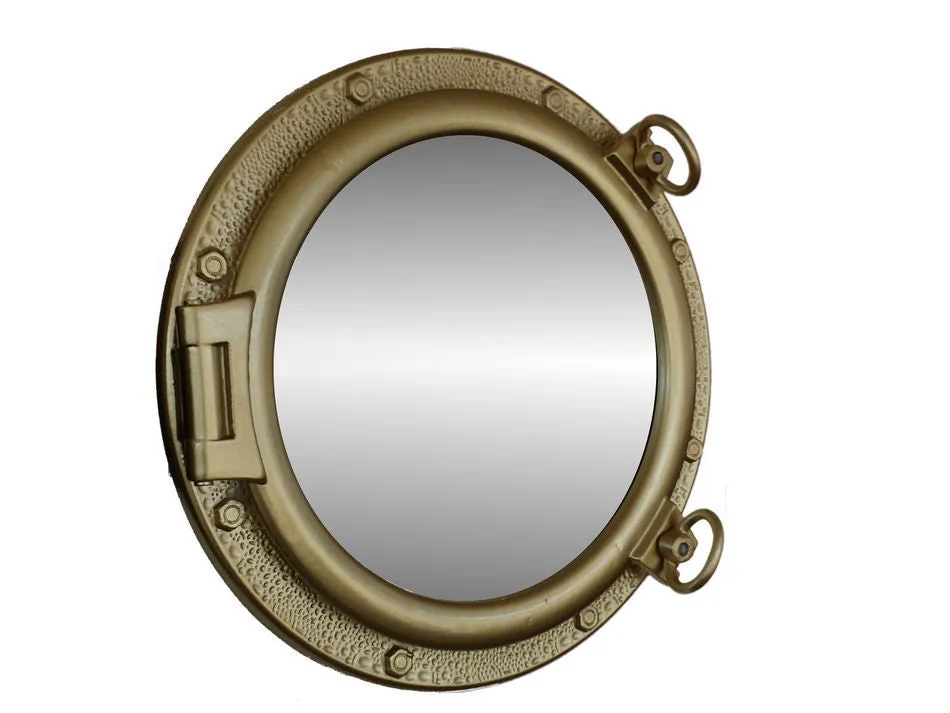 Gold Finish Porthole Mirror 20"