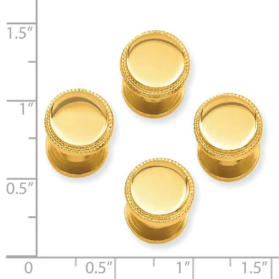 Gold Plated Four Piece Beaded Tuxedo Studs