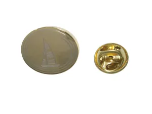 Gold Toned Etched Oval Nautical Sail Boat Lapel Pin
