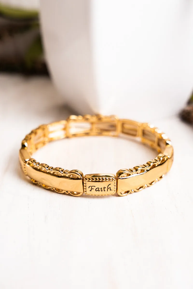 Goldtone Faith Hope Love Trust Bracelet