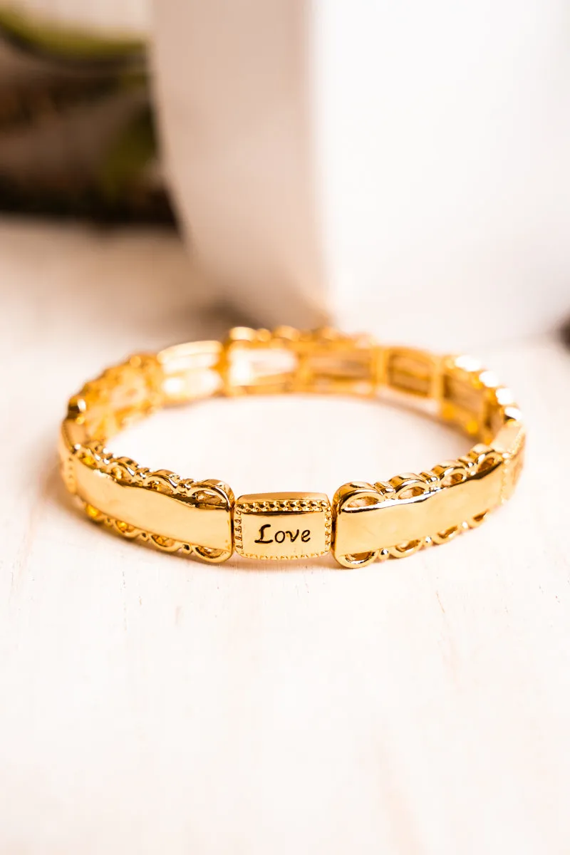 Goldtone Faith Hope Love Trust Bracelet