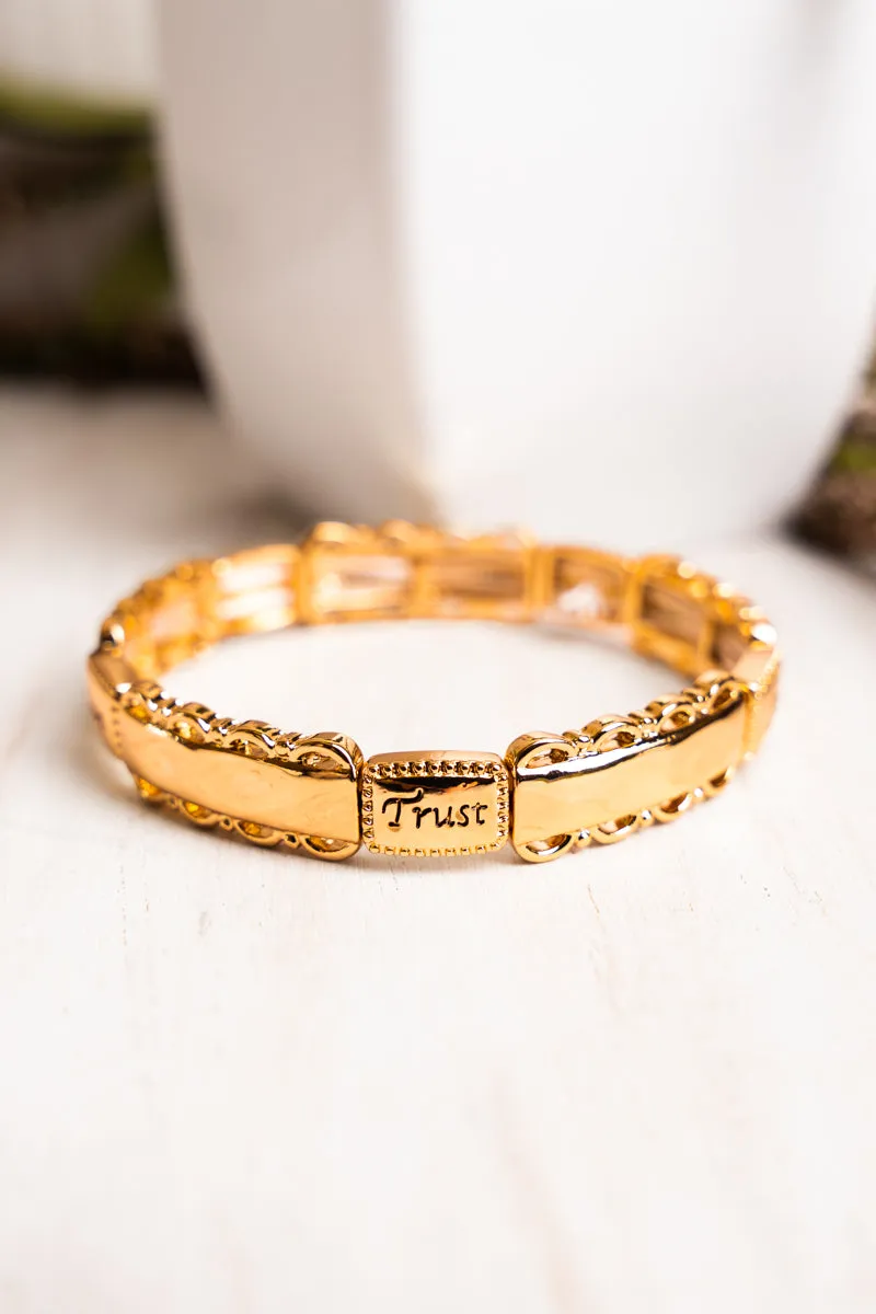Goldtone Faith Hope Love Trust Bracelet
