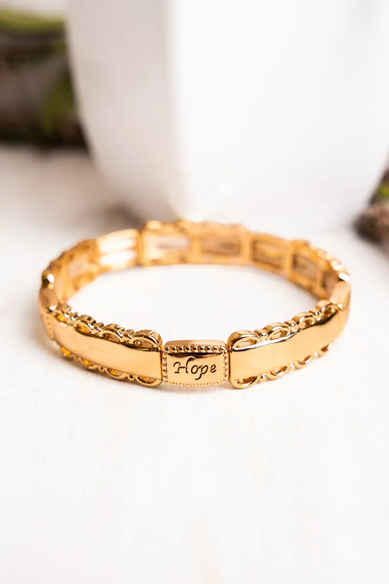 Goldtone Faith Hope Love Trust Bracelet