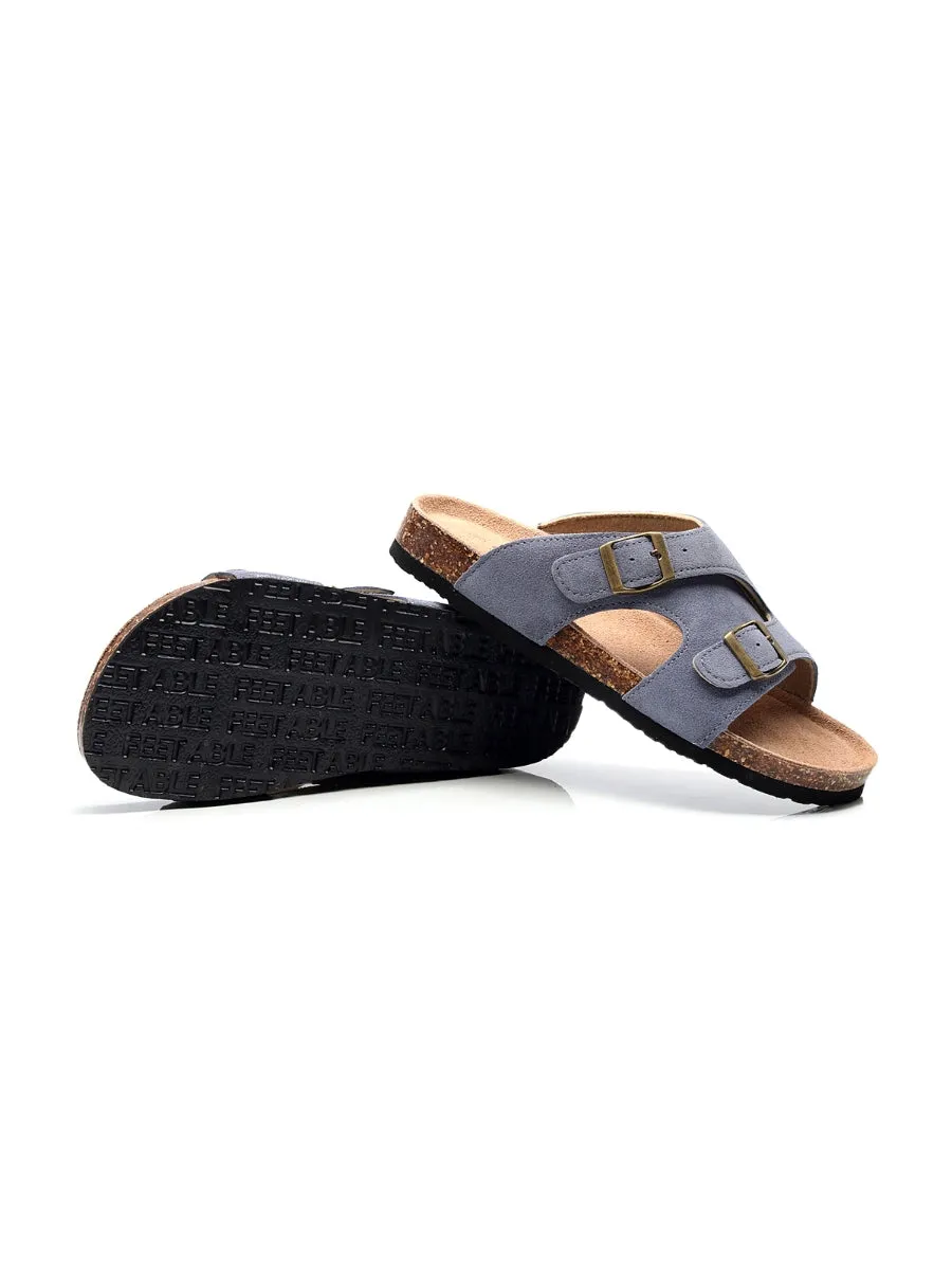 Grey Mauve Criss Cross Wrap Suede Sandals Slides