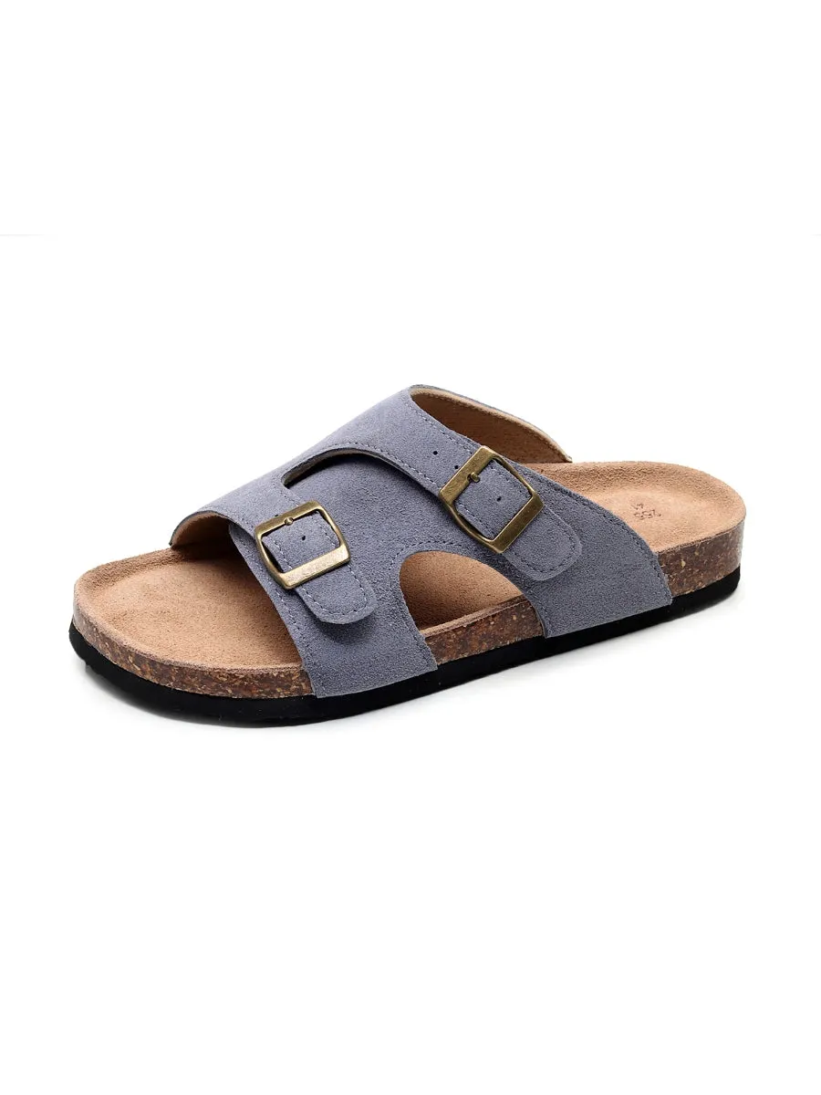Grey Mauve Criss Cross Wrap Suede Sandals Slides