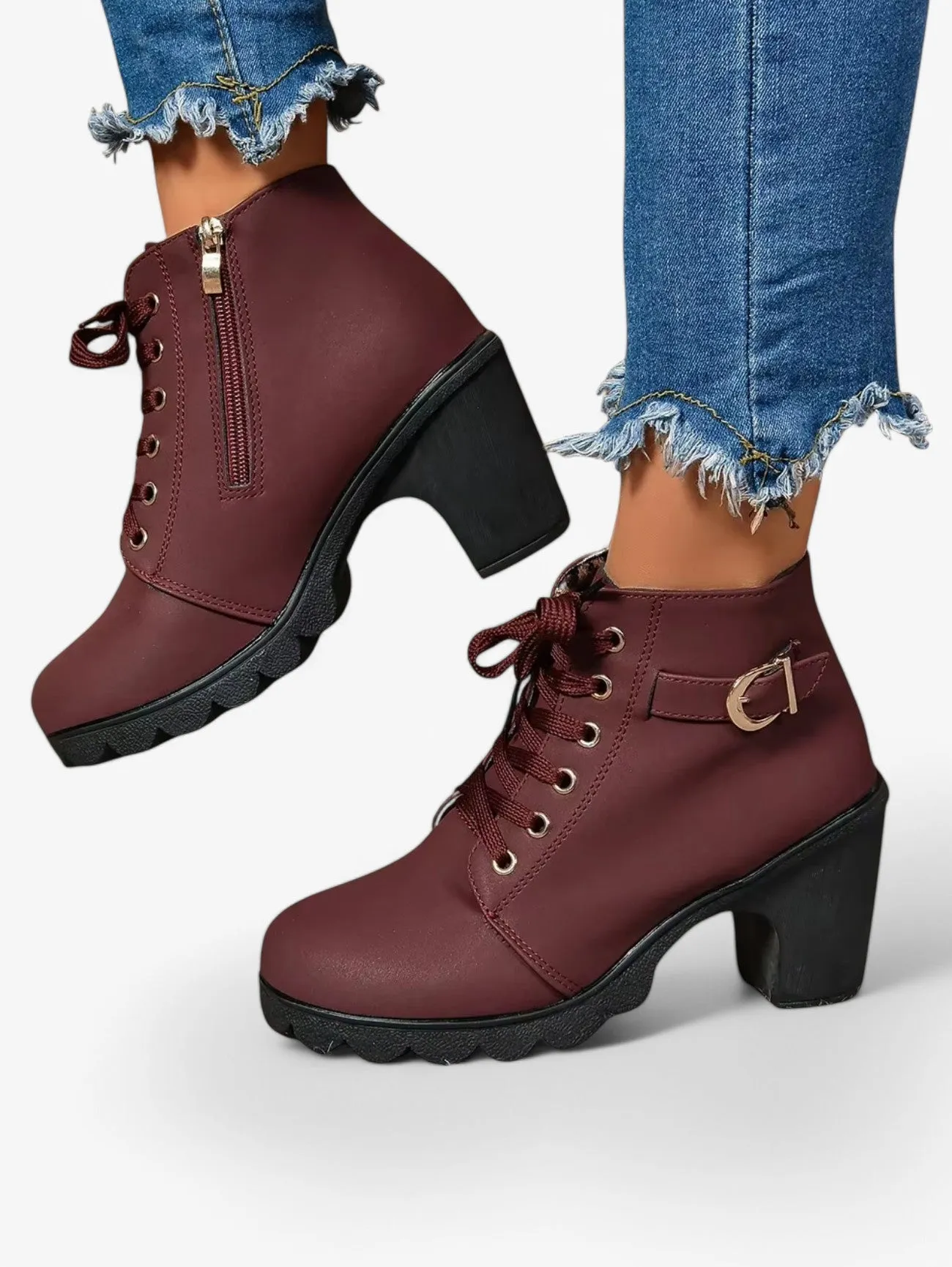 Jada | Women’s Lace-Up Ankle Boots Block Heel