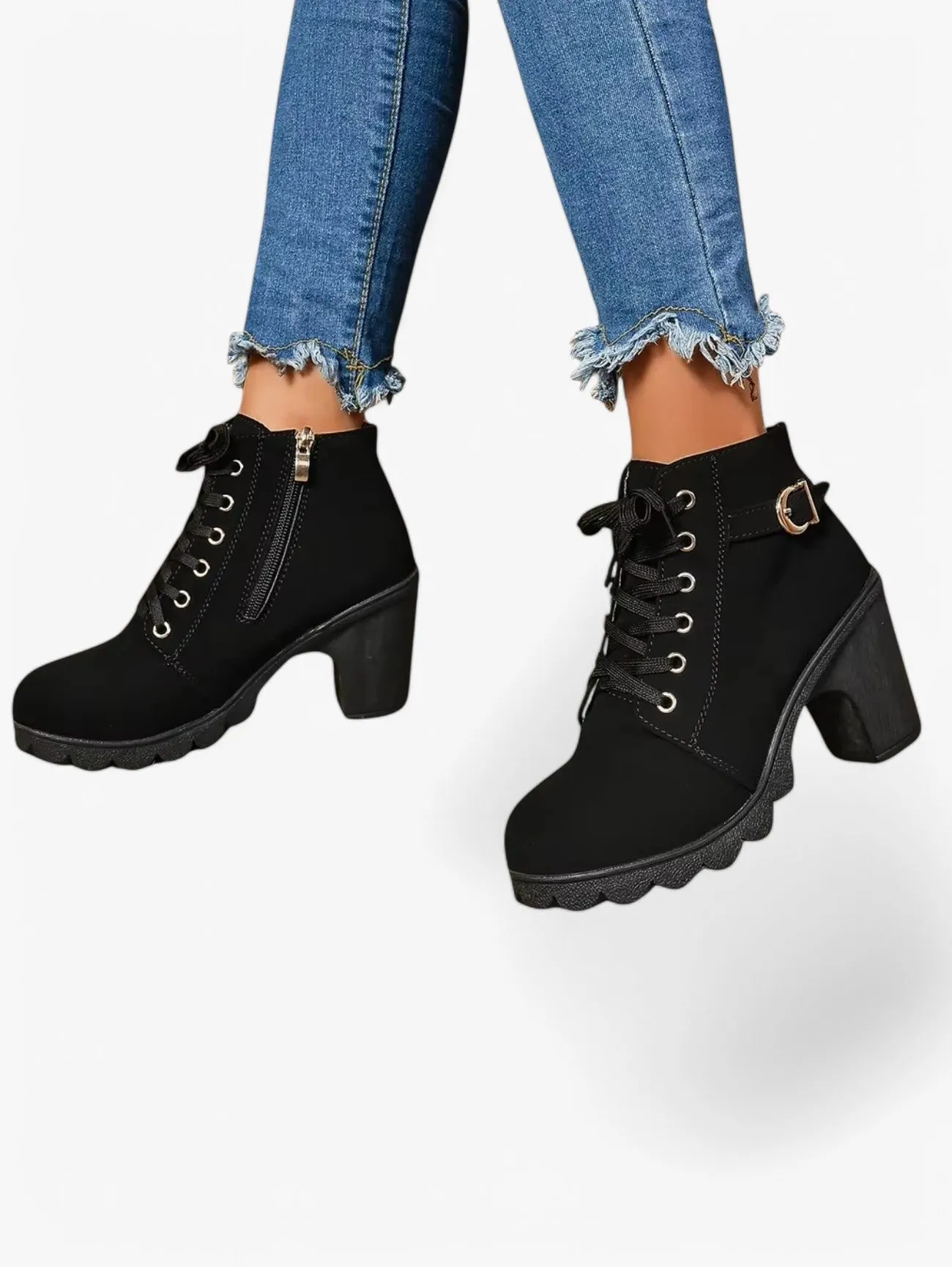 Jada | Women’s Lace-Up Ankle Boots Block Heel