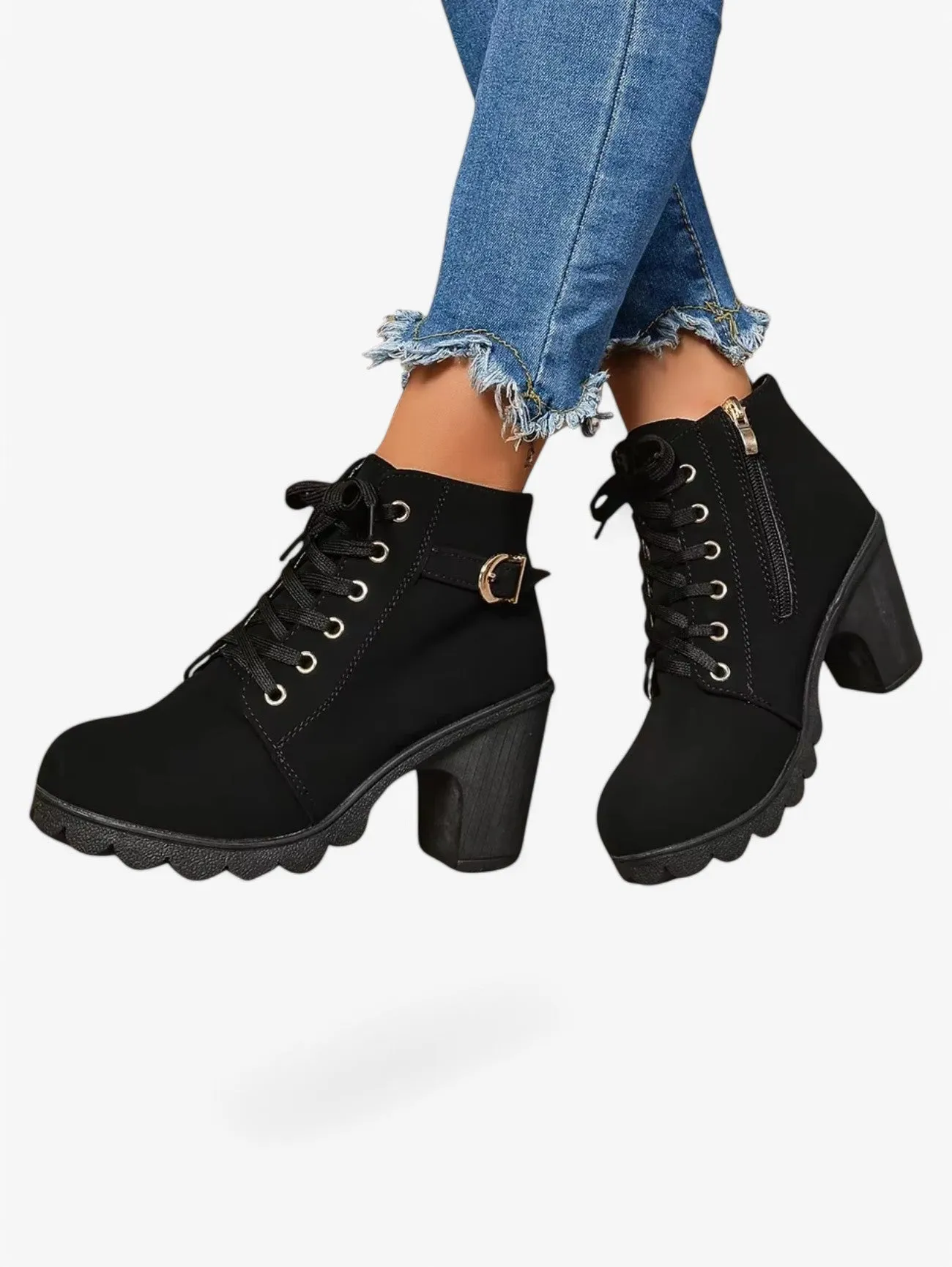 Jada | Women’s Lace-Up Ankle Boots Block Heel