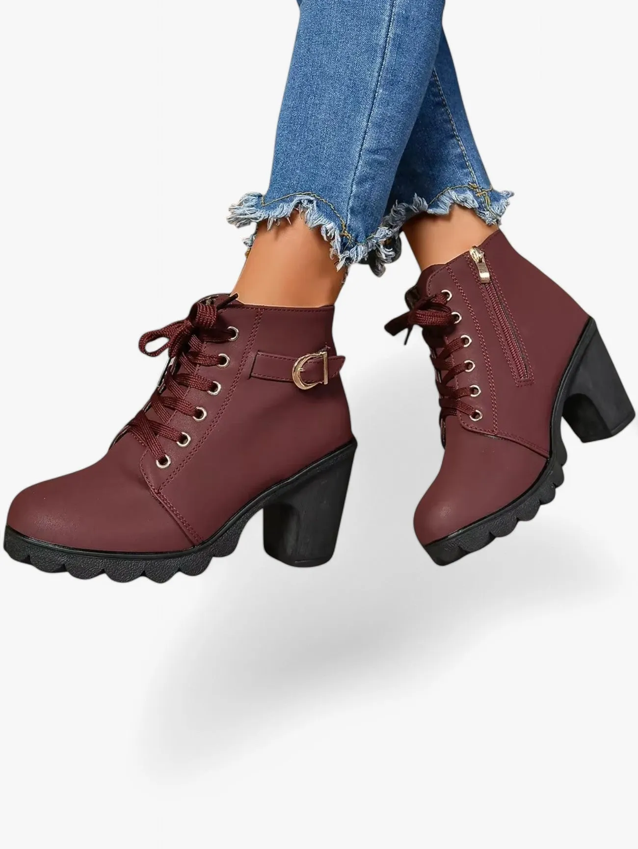 Jada | Women’s Lace-Up Ankle Boots Block Heel