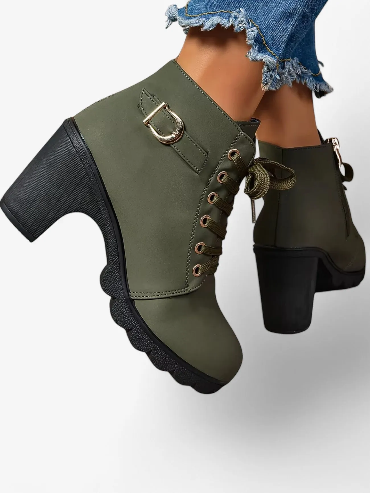 Jada | Women’s Lace-Up Ankle Boots Block Heel