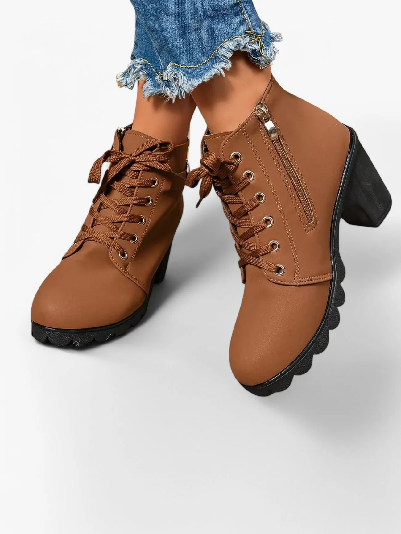 Jada | Women’s Lace-Up Ankle Boots Block Heel