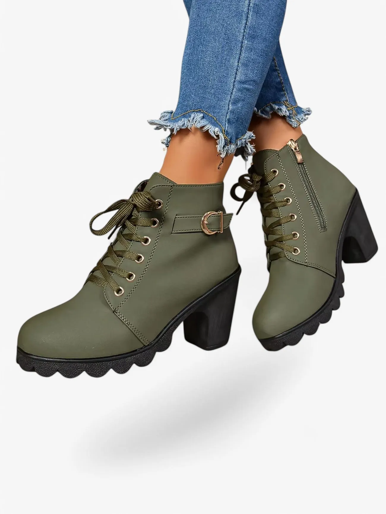 Jada | Women’s Lace-Up Ankle Boots Block Heel