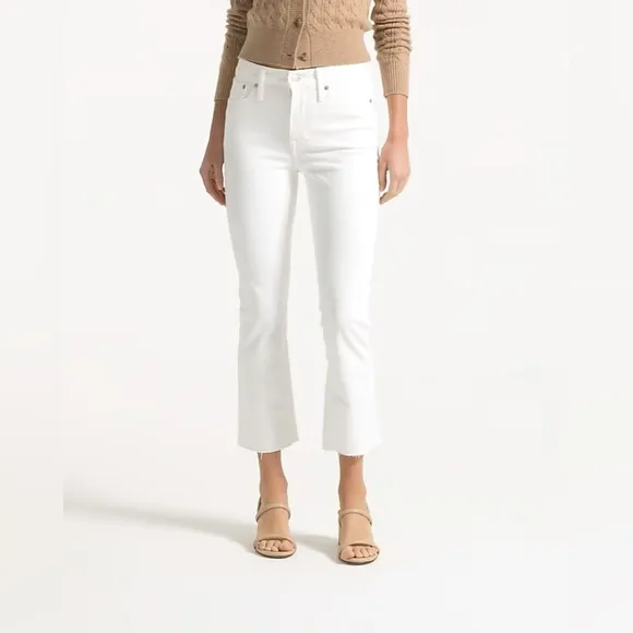 J.Crew Women’s 9&quot; mid-rise demi-boot crop jean in white