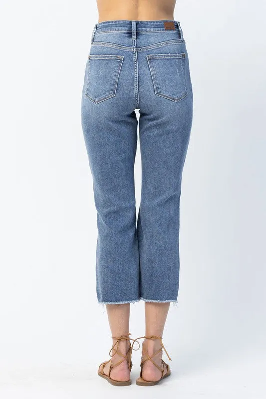 Judy Blue High Waisted Ankle Straight Boyfriend Denim Crops - Final Sale