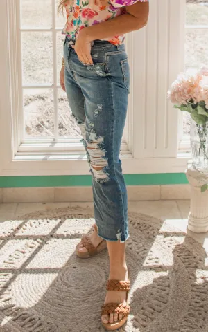 Judy Blue High Waisted Ankle Straight Boyfriend Denim Crops - Final Sale