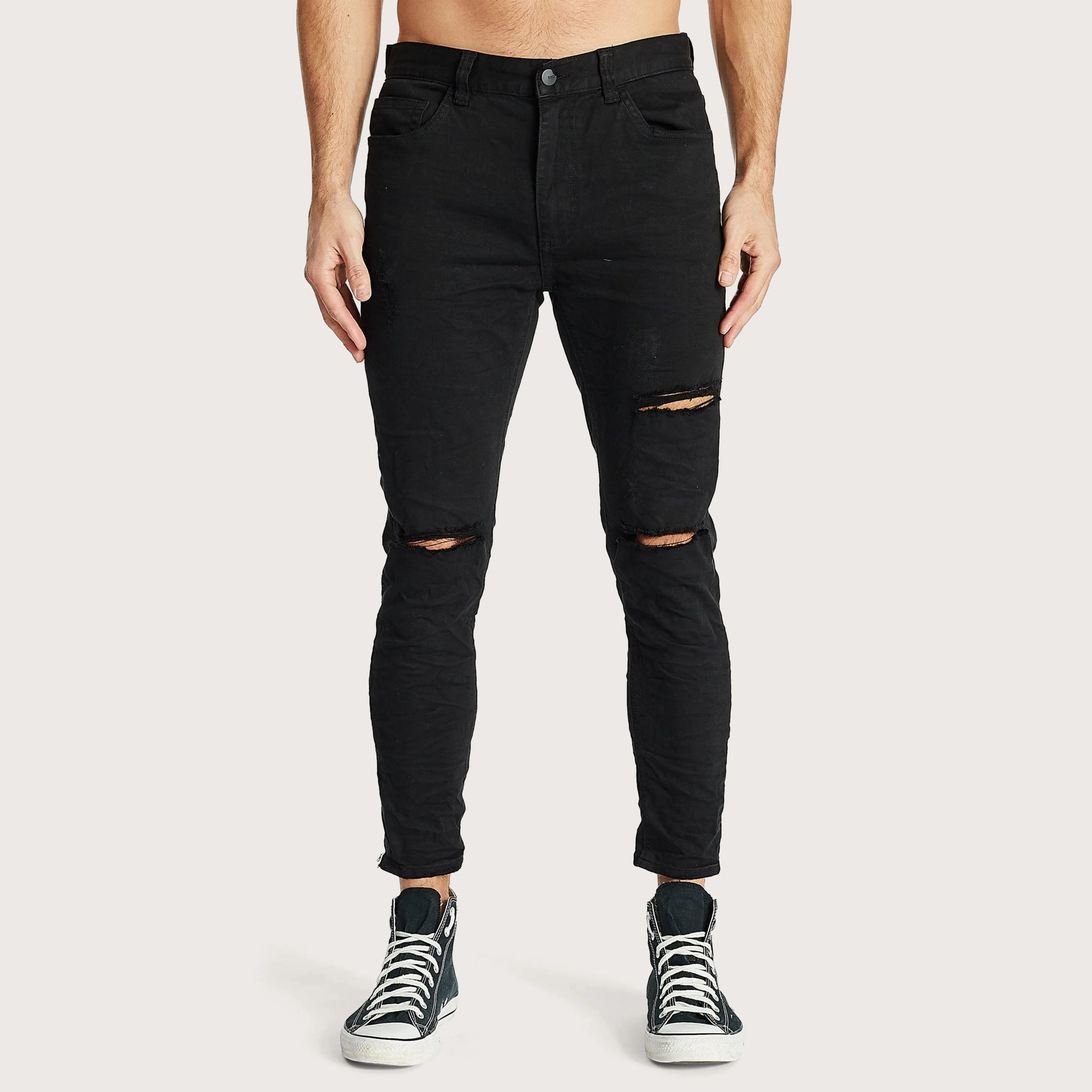 K4 Cropped Jean Destroyed Black