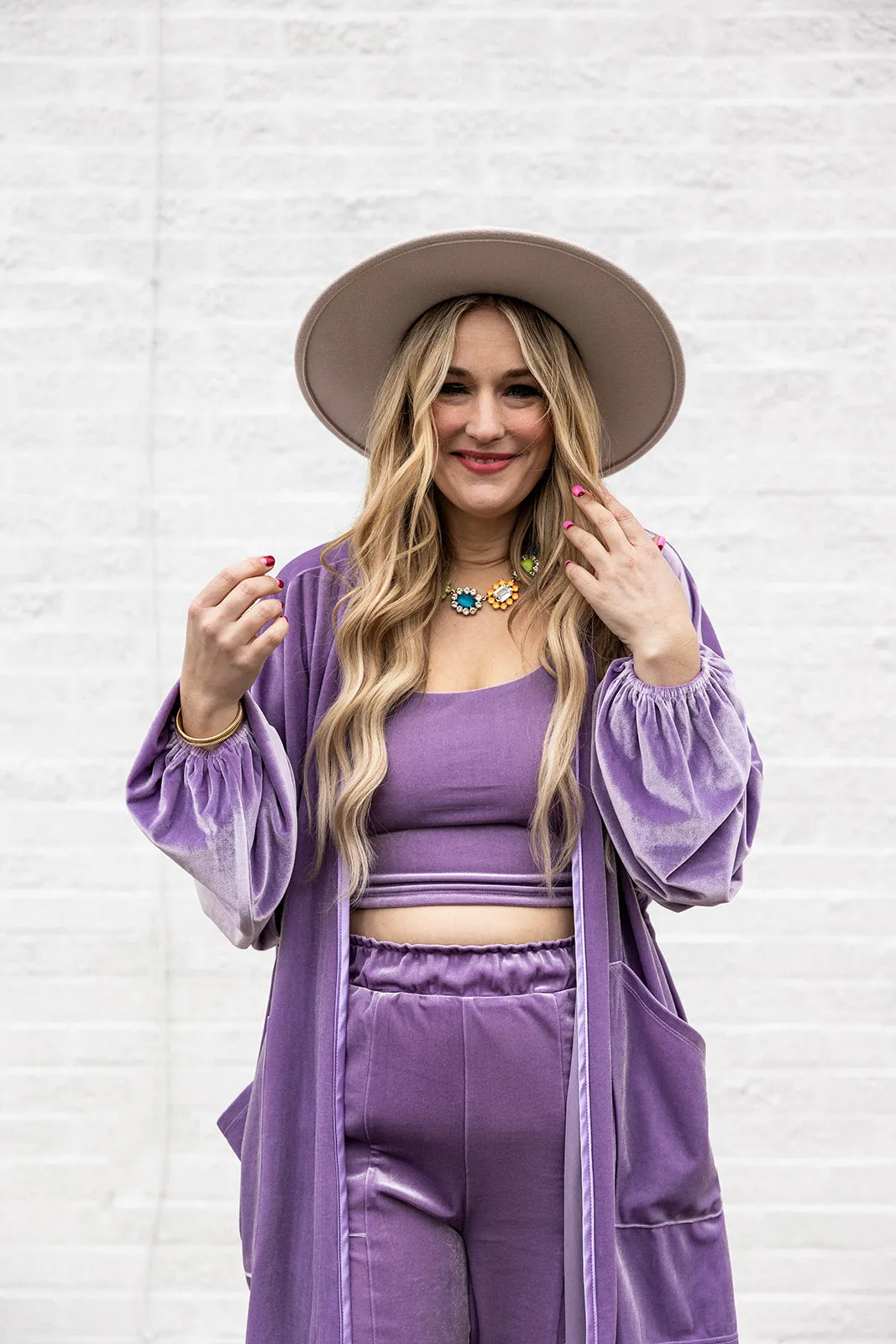 katelyn set in lilac velvet