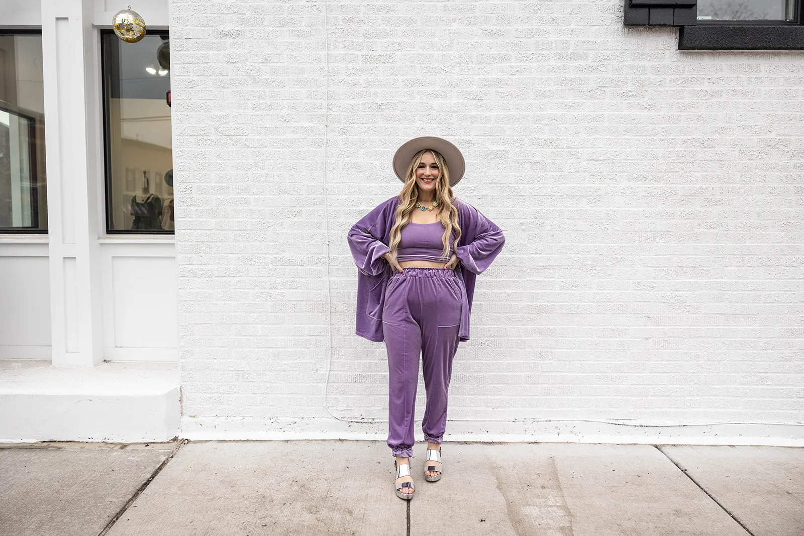 katelyn set in lilac velvet
