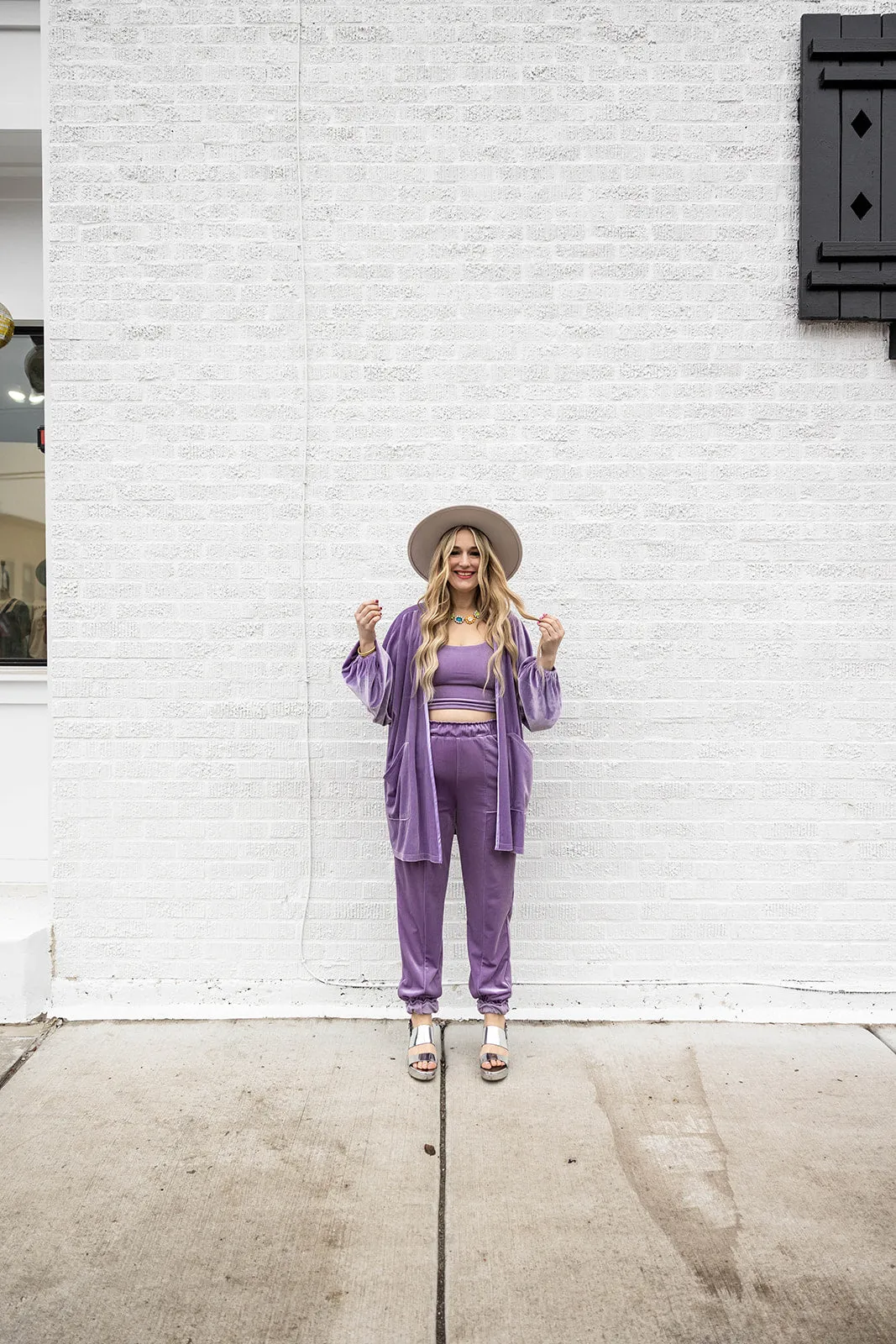 katelyn set in lilac velvet