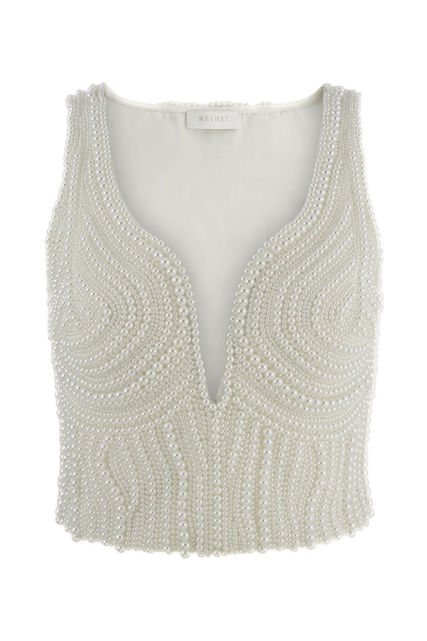 Kathia Pearl Hand Beaded Top - White