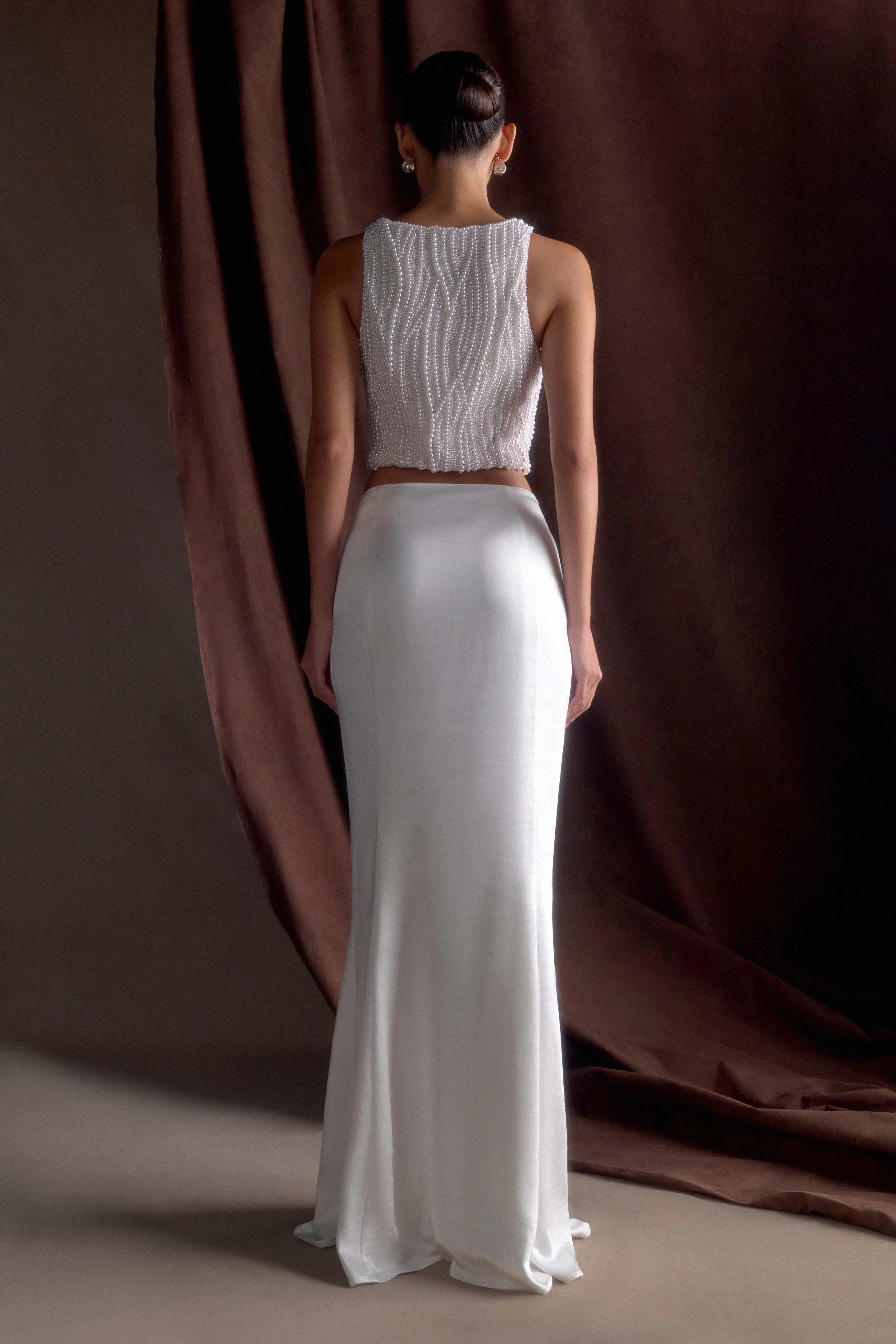Kathia Pearl Hand Beaded Top - White