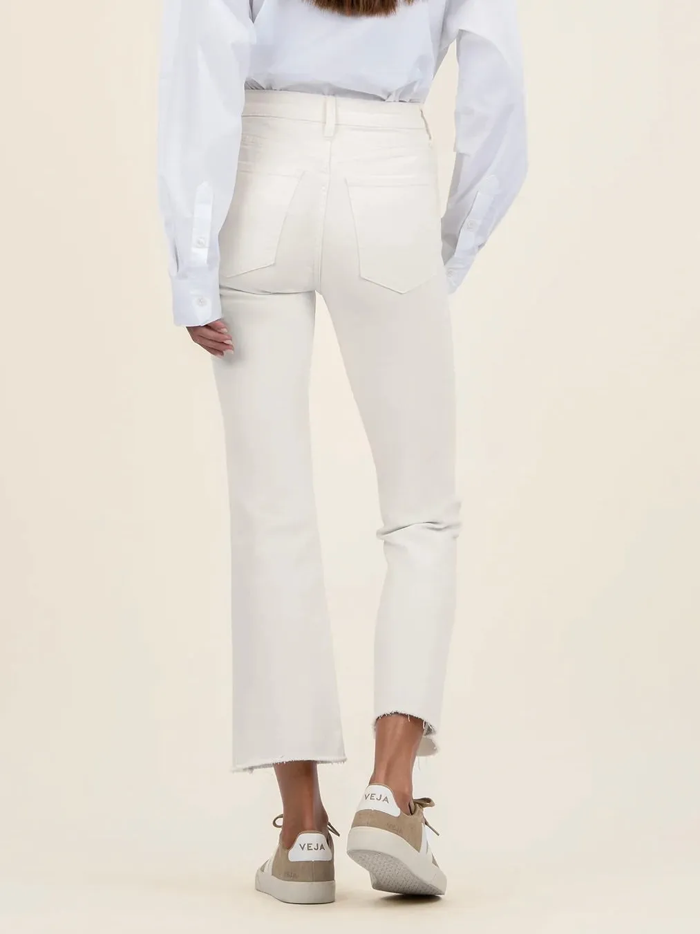 Kelsey High Rise Ankle Flare - Ecru