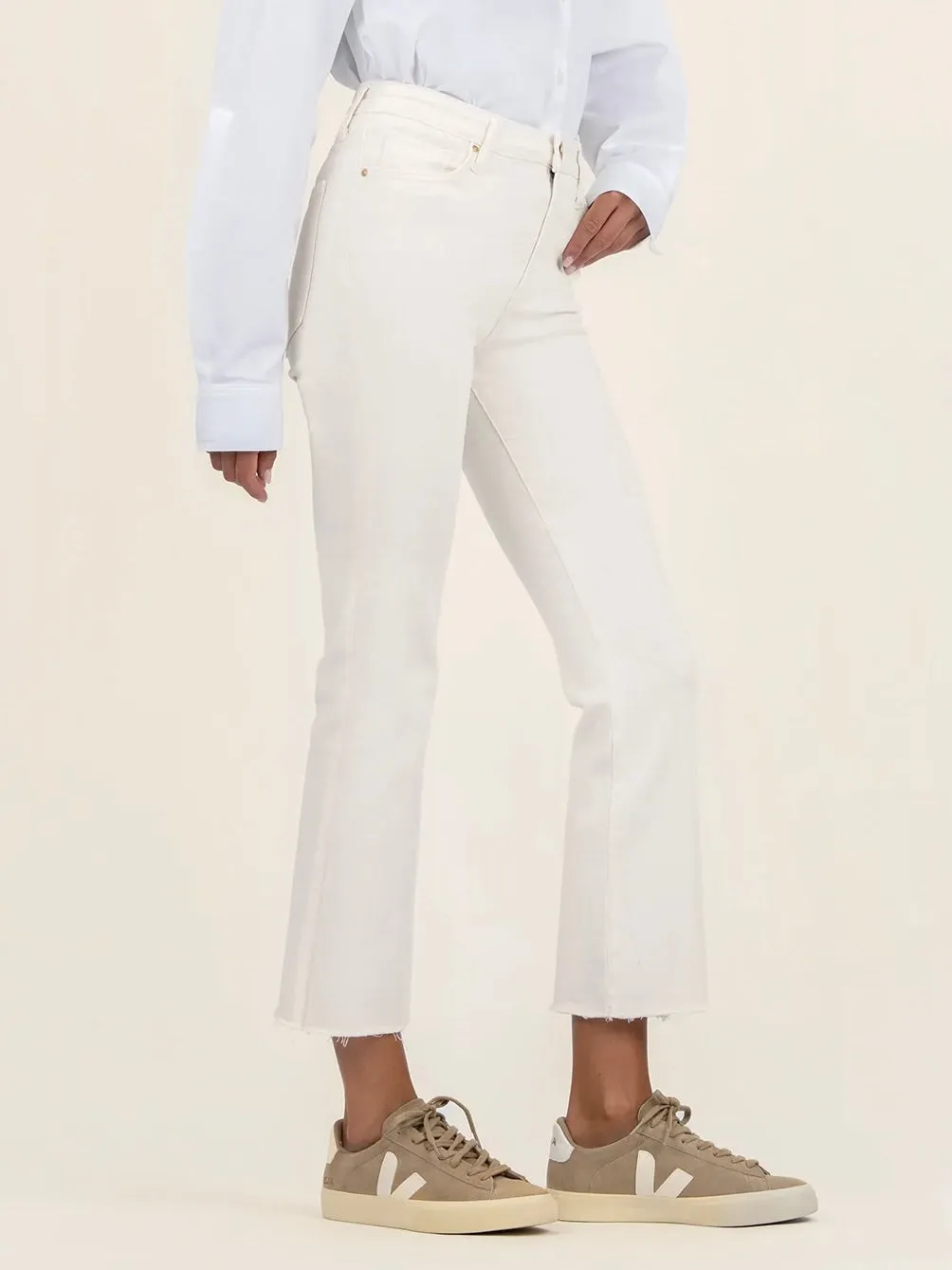 Kelsey High Rise Ankle Flare - Ecru