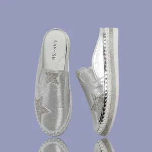 Kids slip on slides by LaVish - silver