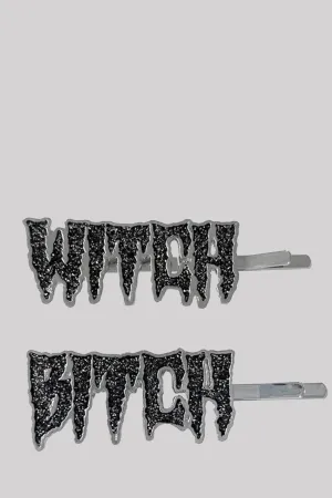 Kreepsville 666 Witch Bitch Text Hair Slides