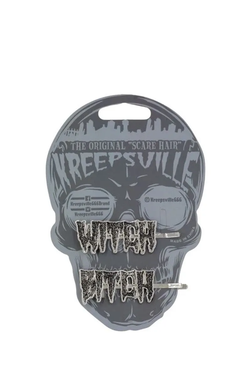 Kreepsville 666 Witch Bitch Text Hair Slides