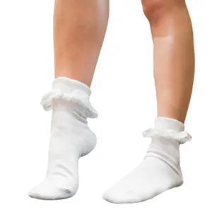 Lace Trim White Ankle Socks