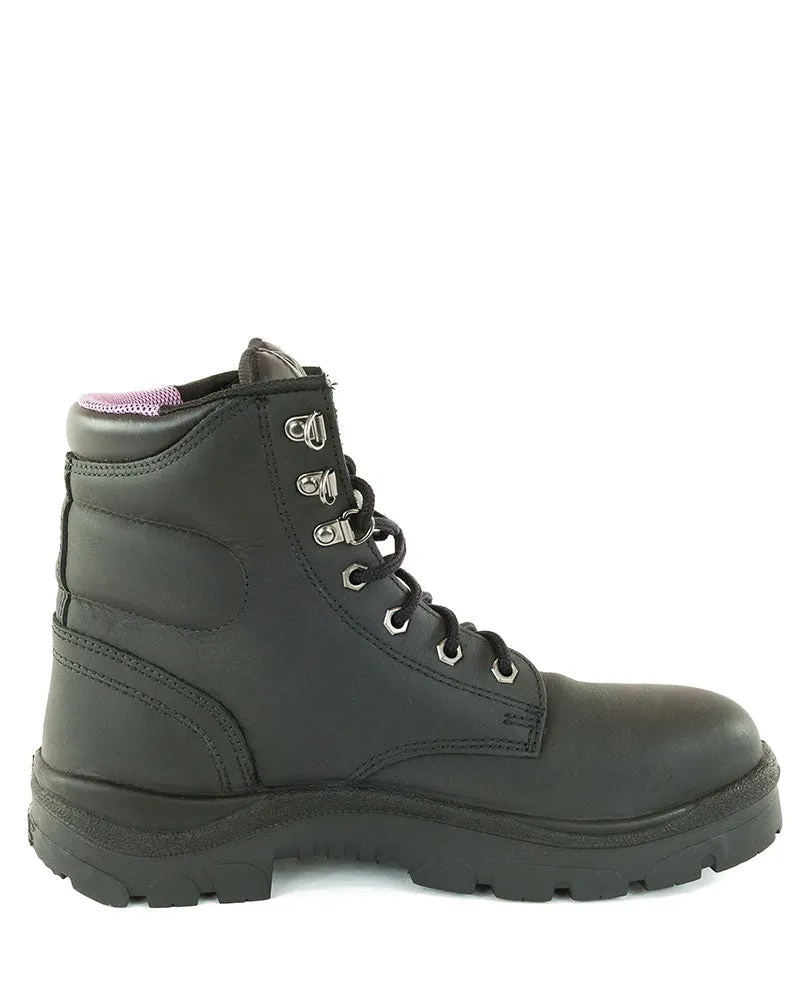 Ladies Argyle Lace Up Safety Boot - Black