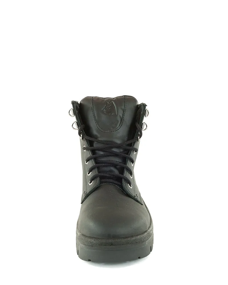 Ladies Argyle Lace Up Safety Boot - Black